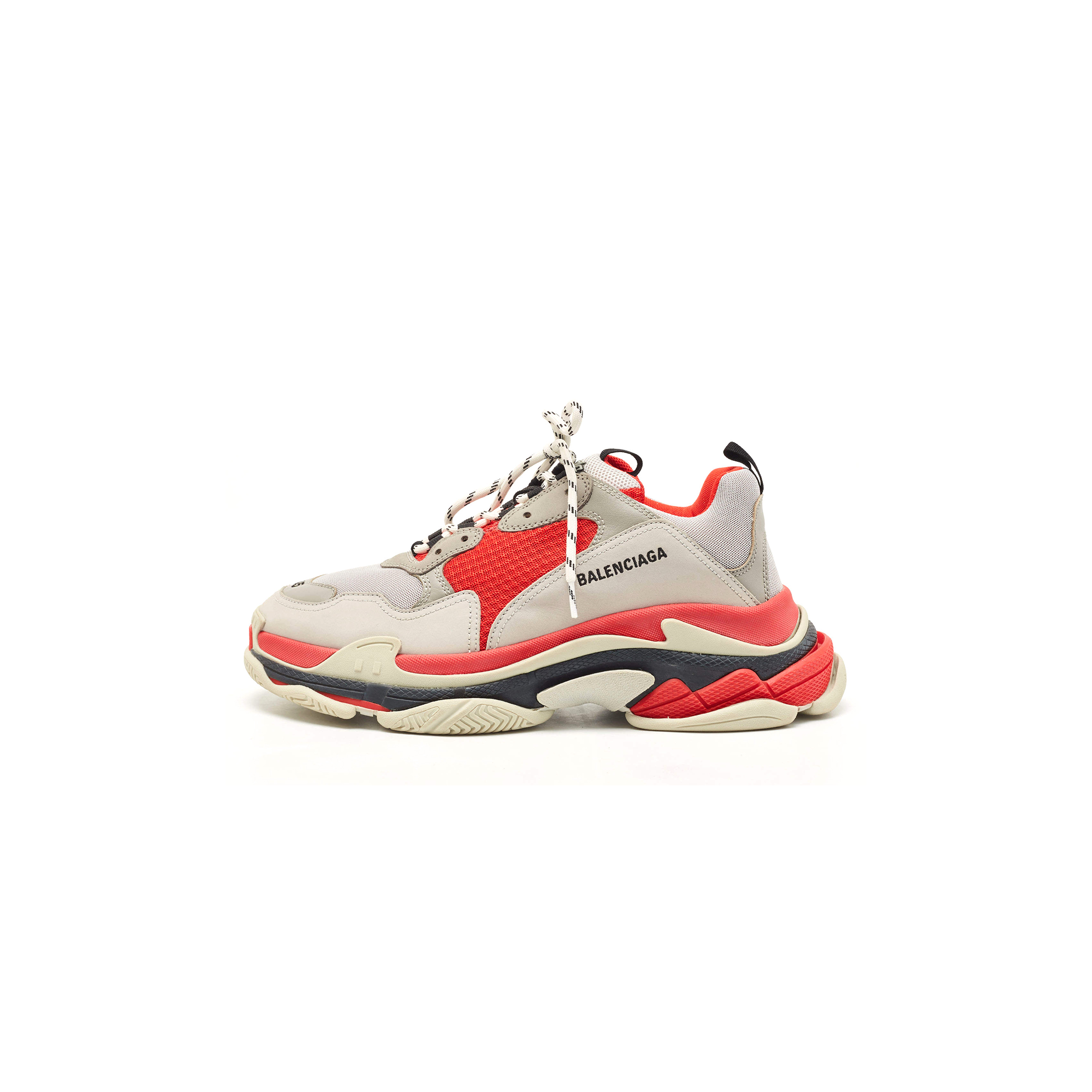 Ba*len*cia*ga red grey mesh and nubuck triple s low top sneakers 524039w06f19000